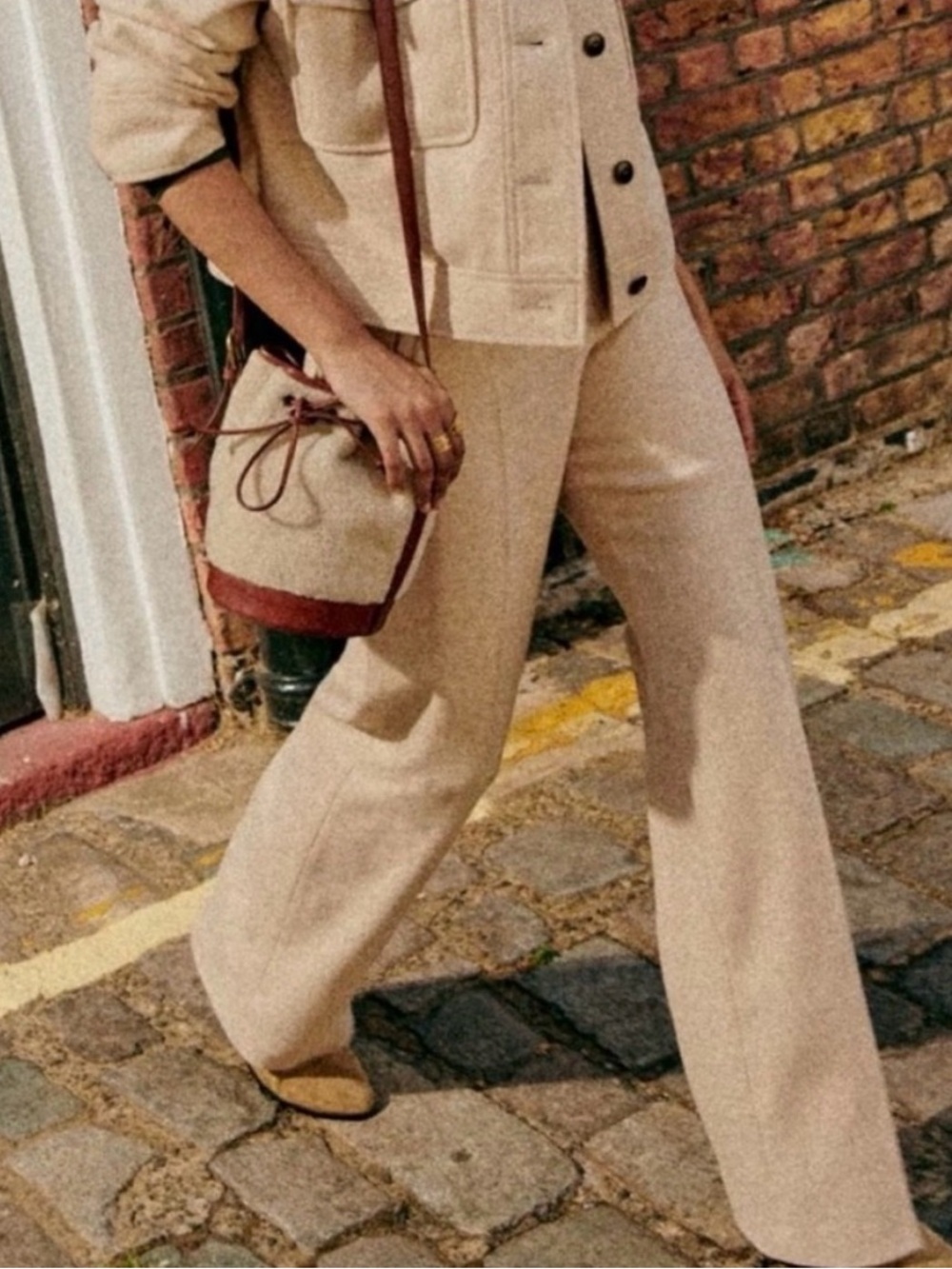 Sezane 100% Virgin Wool Warm Martin Trousers Ecru Cream - Size 38 US 6